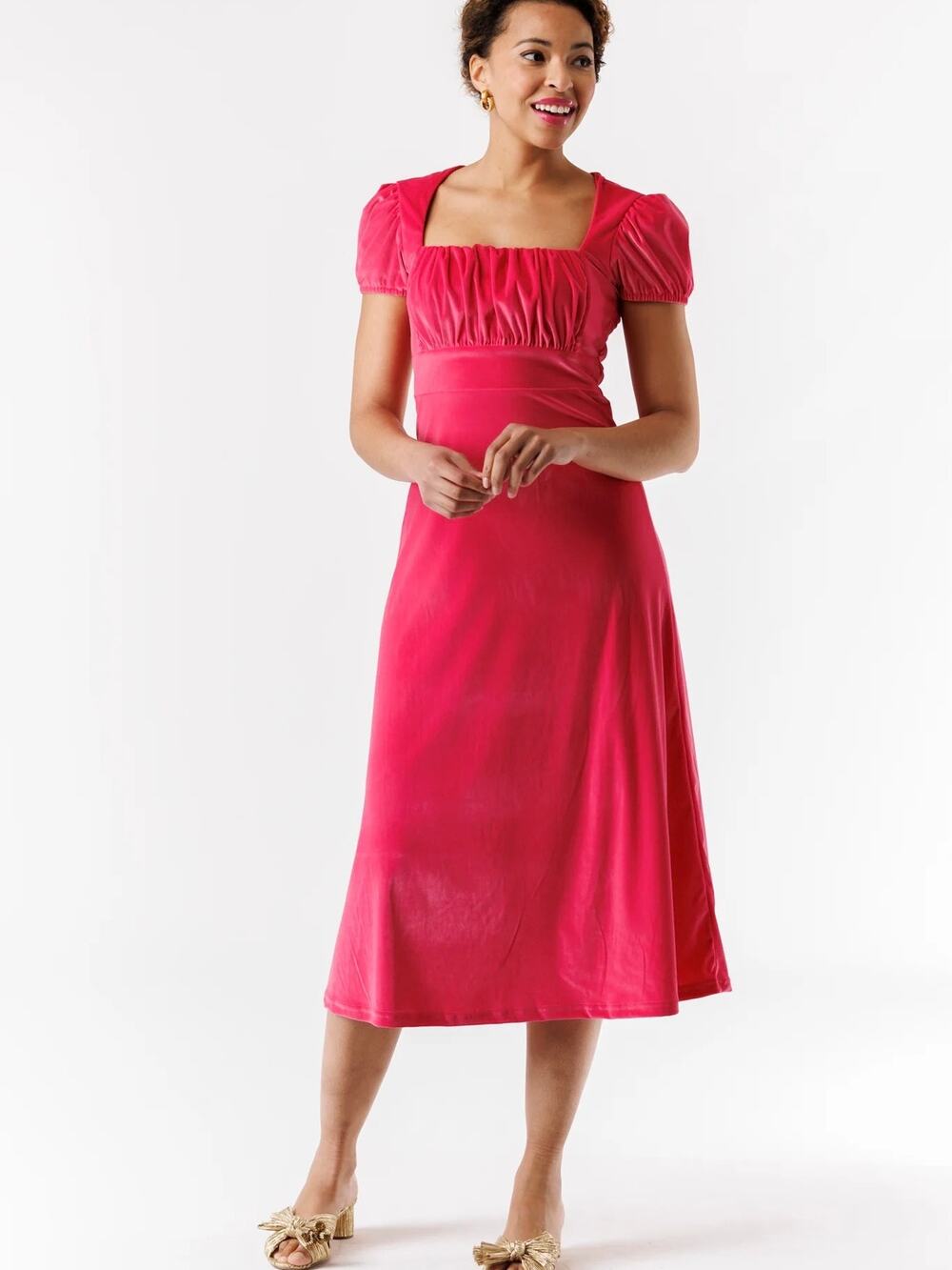 Smith&Quinn Pink Raspberry Velvet Felicity Midi Dress Sz.M